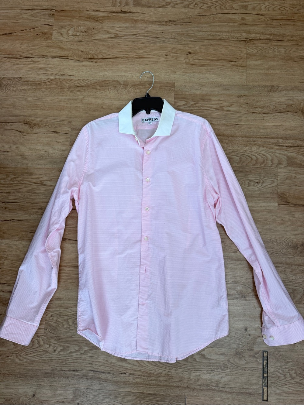 Express Men’s Pink Dress Shirt with White Contrast Collar